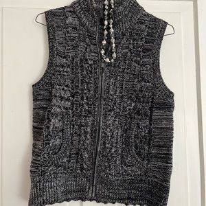 Jones if New York Women’s Sweater Vest with costume jewelry necklace